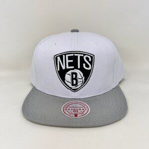 Mitchell & Ness Brooklyn Nets Snapback Hat Cap White Gray